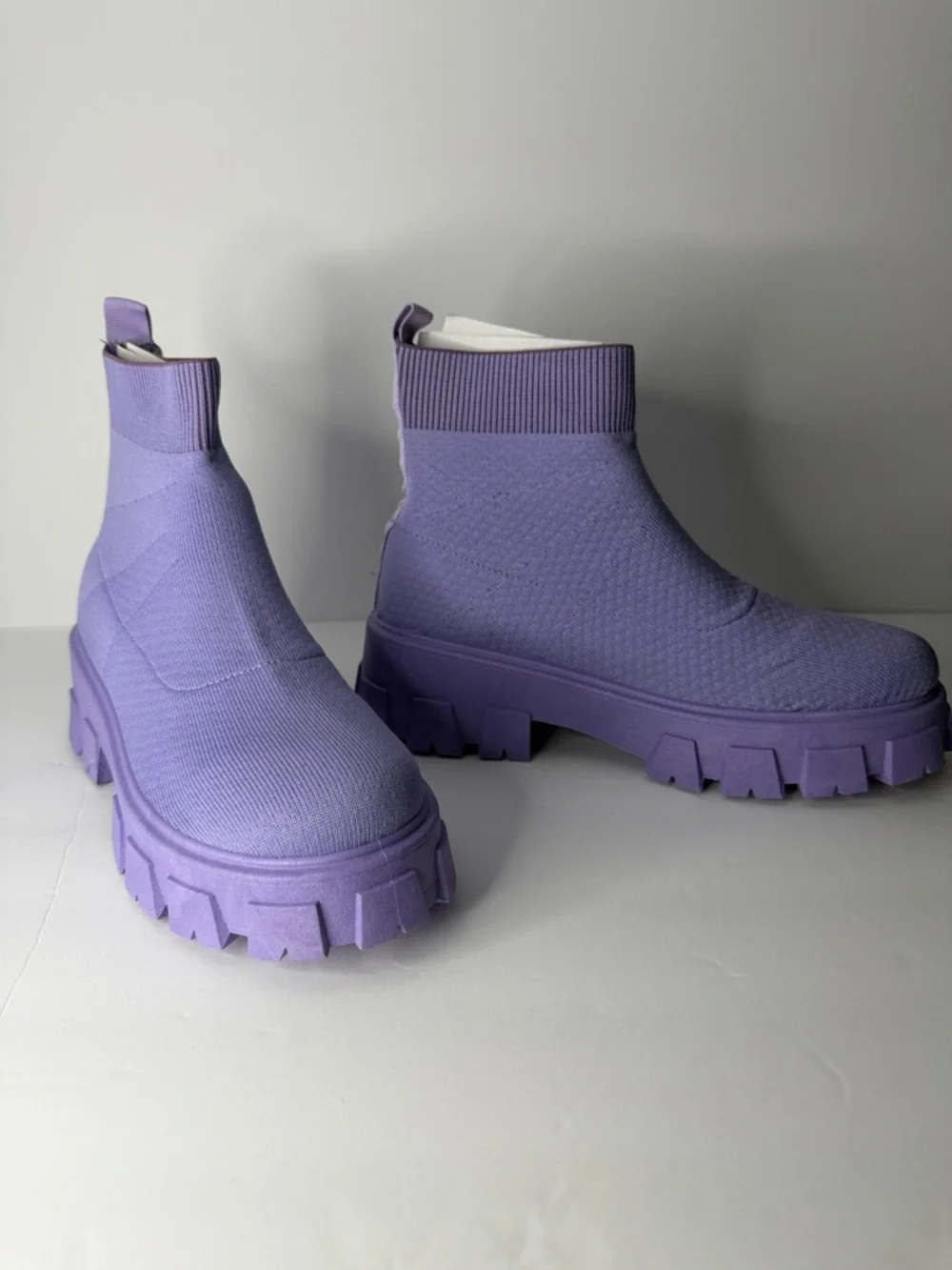 Cape Robbin Lavender Chunky Knit Chelsea Booties - Picture 4 of 5